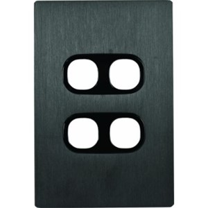 Fusion 4Gang Grid & Cover Plate - Black